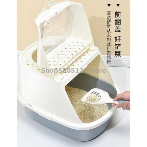 Cat Litter Pan Fully Enclosed Anti Splashing Cat Litter Pan Anti Odor Cat Litter Pan Cat Supplies Bedpan Extra Large Cat Toilet