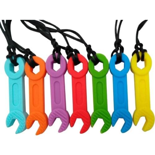 10Pc Baby Teether Silicone Teether Wrench Block Chew Necklace Food Grade Silicone Sensory Chewable Toy For Kids Baby Autism ADHD