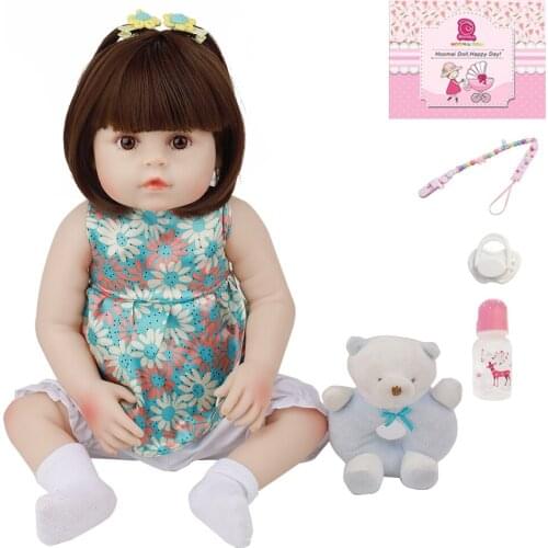 Lifelike Reborn Girl Doll Full Silicone Vinyl Body 18 Inch Fashion Realistic Newborn Baby For Childrens Day Gifts Present 48CM