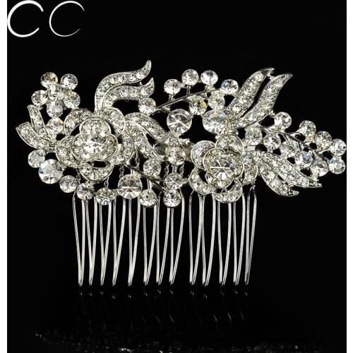 Luxury High Quality Austrian Cryatal Hairwear Beautiful Elegant Flower Hair Combs for Women Wedding Jewelry Brides Fashion A023