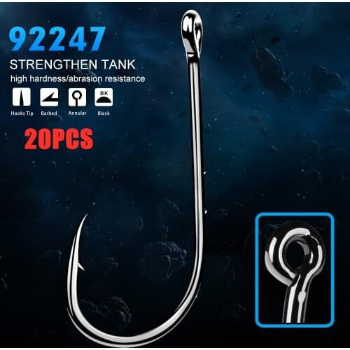 20pcs fishhooks BattleBass Brand Fishing Hook 1#-6# Fish Hook BAITHOLDER Black Color Jig Big Hook Treble Hooks