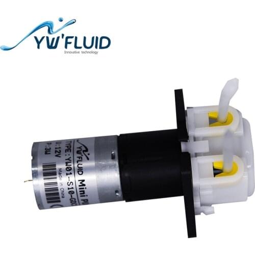 YWfluid 6V 12V 24V Micro Self priming Mute Peristaltic Liquid Pump with Geared motor for Lab Dosing Analytical
