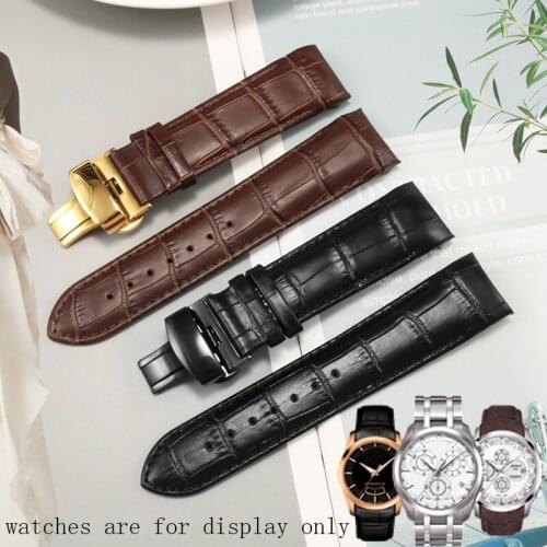 Replacement strap for Genuine leather strap 16 17 20 22 23 24mm black brown bracelet Arc interface for T035 mens watch chain