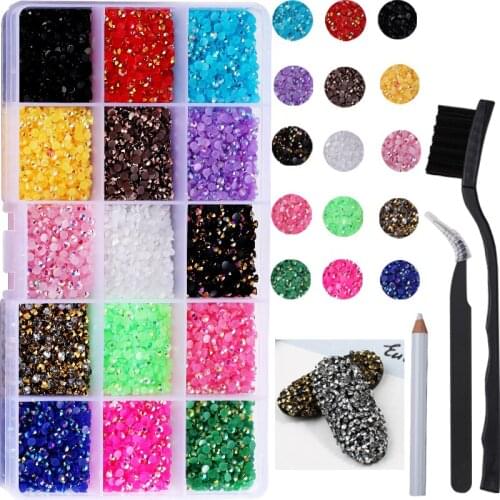 15000Pcs Crystal Rhinestones Mixed Color / 15 Grids Top Gillter Nail Art Rhinestones for Nail Art Sewing & Fabric DIY Decoretion