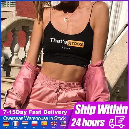 Crop tops Casual tank top women U Neck Letter Print Off Shoulder Vest E-girl Style Underwear Spaghetti Sleeveless Camis Bustier