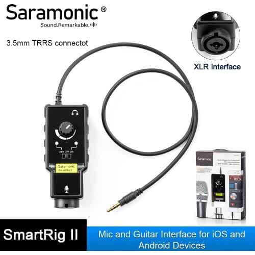 Saramonic SmartRig II Pre Universal Microphone Compatible with smartphones Guita Interface adapter for iOS /iPod Touch & more