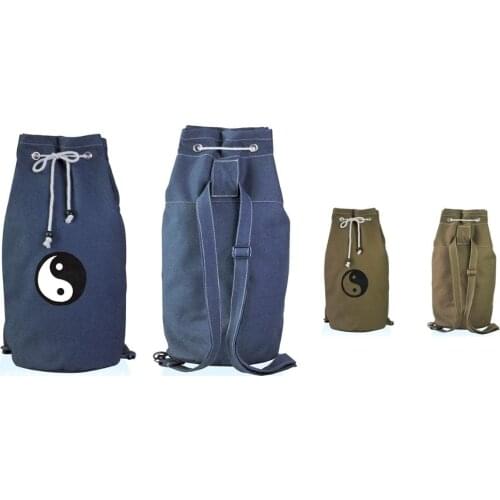 Top quality canvas embroidery taoist backpack kung fu martial arts bags tai chi taoism bags shaolin Monk bag blue/coffee