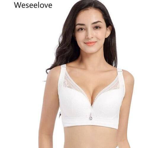 Weseelove 2020 New Hot Sale Bras Soutien Gorge Femme Push Up Bra Large Cup Soft Adjustable Gather Bra Lace Bralette Woman X30-4