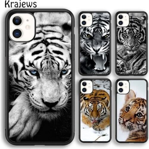 Krajews Animal Tiger Funny Soft Phone Case Cover For iPhone 5 SE 6s 7 8 plus X XR XS 11 12 pro max Samsung Galaxy S8 S9 S10