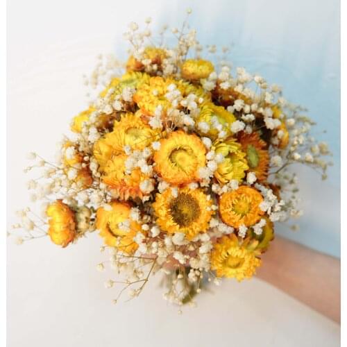 20 heads/Bunch Natural Colorful Chrysanthemum Dried Flowers Mix Babys Breath Daisy Flower Wedding Decoration Home Room Decor