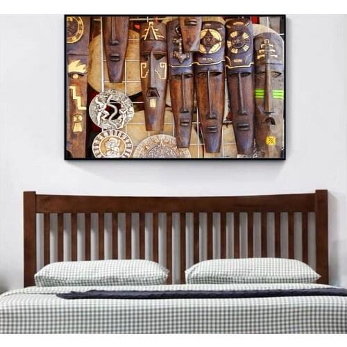 Women Mask Religion Posters and Prints Canvas Painting Wall Art Print Maya Mexican Mask Picture Vintage Living Room Home Decor