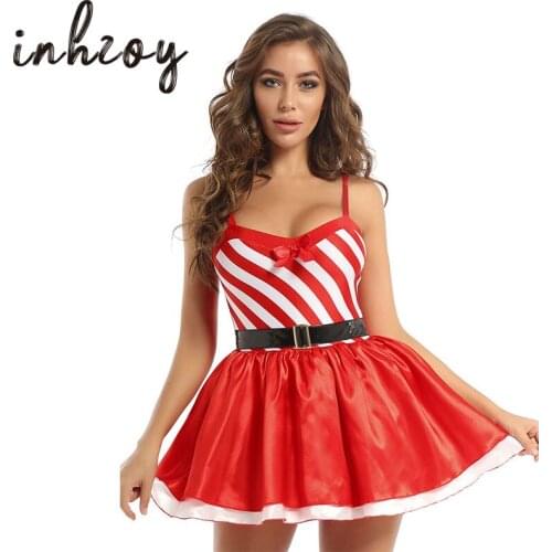 Women Red Sexy Christmas Dress Mrs. Claus Santa Cosplay Party Festival Rave Xmas Clothes Female Stage Performance Dance Costume