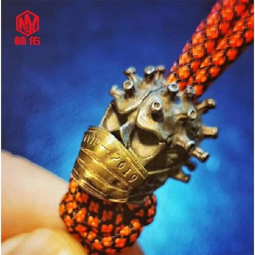 1PC EDC Paracord Beads Original Personality Retro Brass Copper Oxide Umbrella Rope Cord Lanyard Pendants Knife Beads Accessories