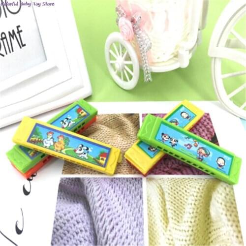 10Holes Harmonica Toy Fun Double Row Musical Early Educational Toy Random Color Kids Cute Flower Wood Plastic