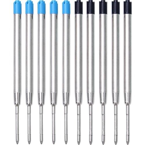 10Pcs Universal Standard Style Black and Blue Ink 0.7MM Medium Nib Ball Point Pen Refills