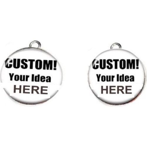 100PCS Custom Silver Stainless Steel Charm Flat Back Round Dangle Charms for 12mm 18mm Cabochon Charm