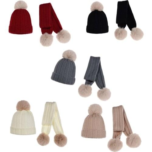 2Pcs Kids Knitted Beanies Hat Scarf 2020 Winter Boy Girl Soft Warm Cotton Cap for Newborn Baby Toddler Elastic Head Clothing