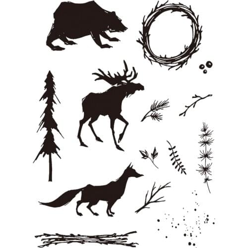 2021 New Animals Elk Clear Stamps Sets Tree and Leaves Die Scrapbooking For Crafts Greeting Card Making no Metal Cutting Dies