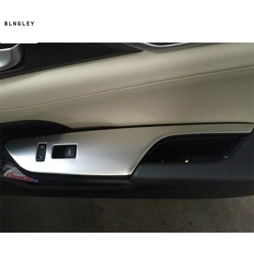 4pcs/lot Car stickers stainless steel car window lift panel decoration cover for 2017 2018 2019 Honda Civic 10th MK10
