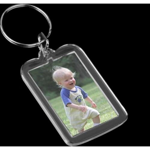 40pcs Acrylic Photo Keychain Custom Frames, Personalized Snap in Insert Clear Blank DIY Picture Frames - 1.5 X 0.98