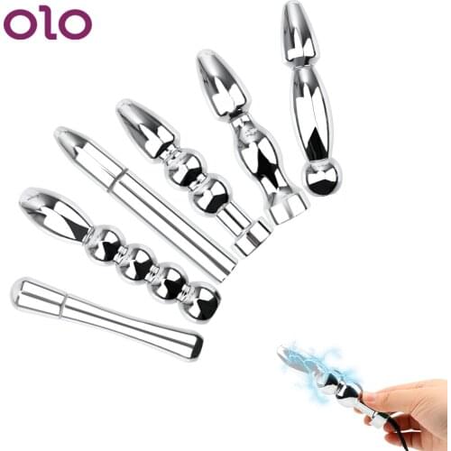 OLO Electric Shock Butt Plug Dildo Metal Vaginal Anal Plug Anal Massage Stimulation Medical Sex Toys For Women