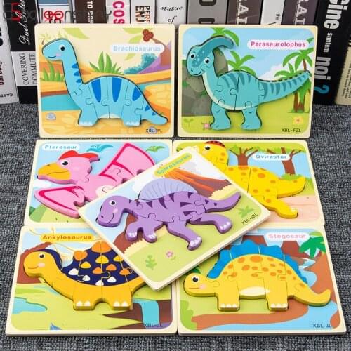 BalleenShiny Baby 3D Puzzle For Kid 12 Colors Dinosaur Jigsaw Intelligence Development Wooden Early Education Learning Toys Gift