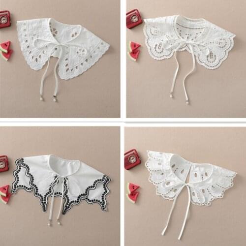 White Shawl Doll Fake Collar Female Ruffled Trim Detachable Half Shirt Scarf