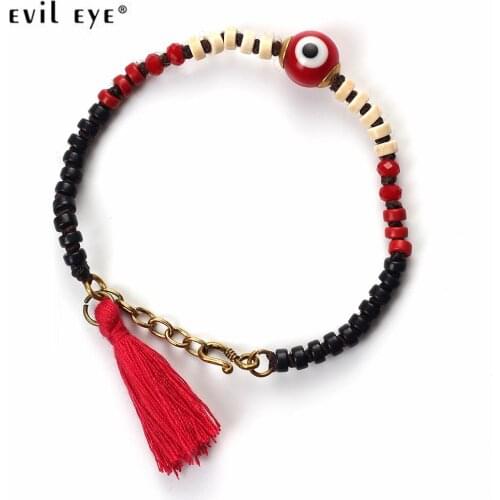 Evil Eye Bohemian Charms Beaded Bracelet For Men Women Tassel Hand making Boho Jewelry Gifts EY4955