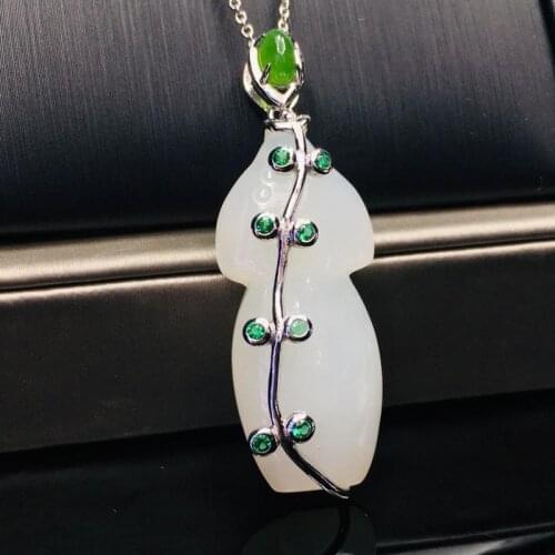 Boutique Jewelry S925 Silver Inlaid Hetian Jade Pendant Fashion Atmosphere Qipao Necklace, Designed for Women To Create Gifts