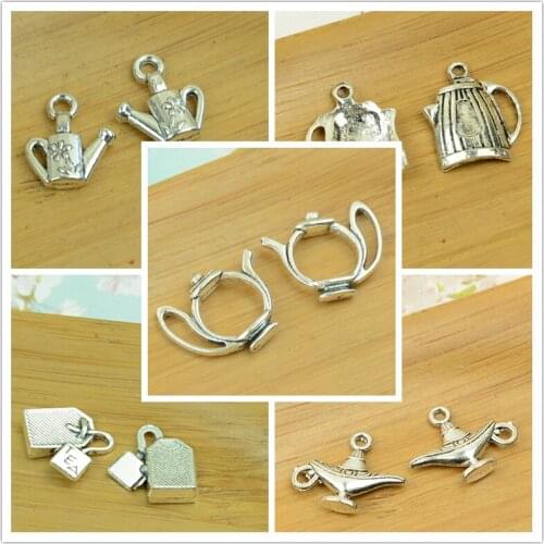 Teapot/tea kettle/ watering can/tea bag/ball shape DIY alloy charm pendant antique silver vintage jewelry making accessories hot