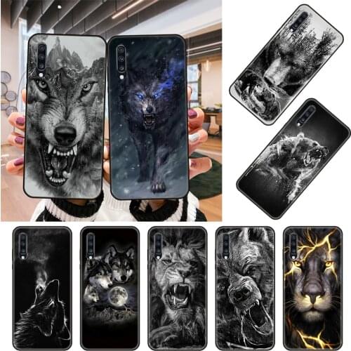 Phone Case For Samsung Galaxy A 50 51 71 70 80 7 5 10 40 20 30 41 21 S E Black Cover Funda Luxury Etui Animal Bear Wolf Lion