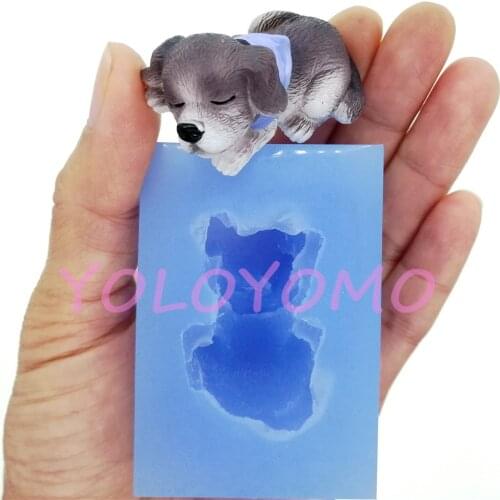 D928YL 46.2mm x 26.7mm 3D Sleeping Dog Silicone Mold Fondant Cake Decoration Craft Candy Resin Clay Art Miniaturesweets