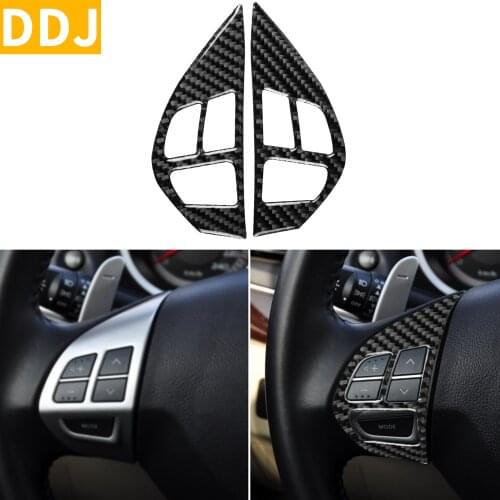 For Mitsubishi Lancer GTS ES DE 2008-2015 Carbon Fiber Steering Wheel Panel Switch Button Sticker Cover Trim Car Accessories