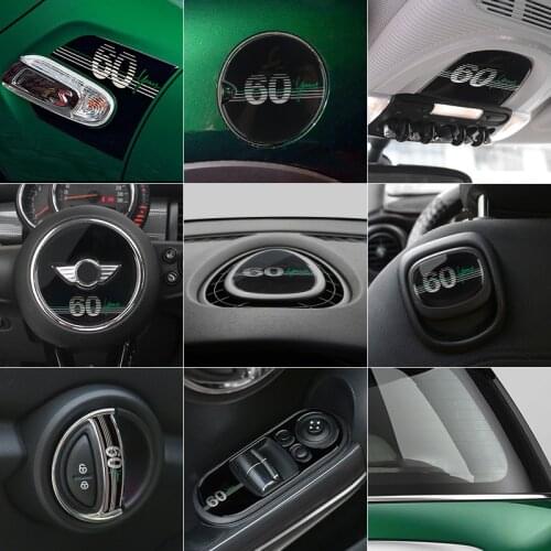 Car 60 Years Anniversary Epoxy Stickers Outlet Handle Gear Interior Sticker For Mini Cooper S JCW F55 F56 Hatchback Accessories