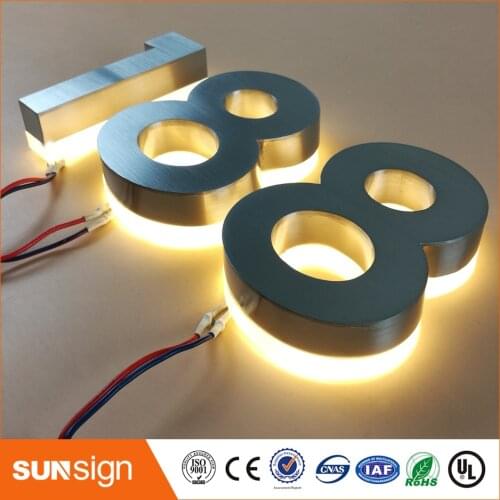 H 20cm one letter Customizable back light house numbers brushed SUS acrylic back for outdoor warm light sign