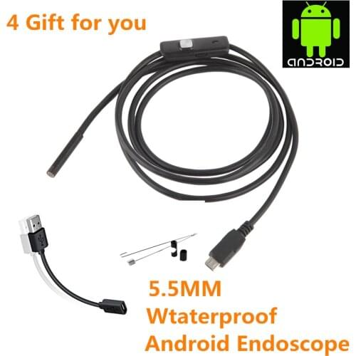 5.5mm 7mm Endoscope Camera Flexible IP67 Waterproof Inspection Borescope Camera for Android PC Notebook 6LEDs Adjustable
