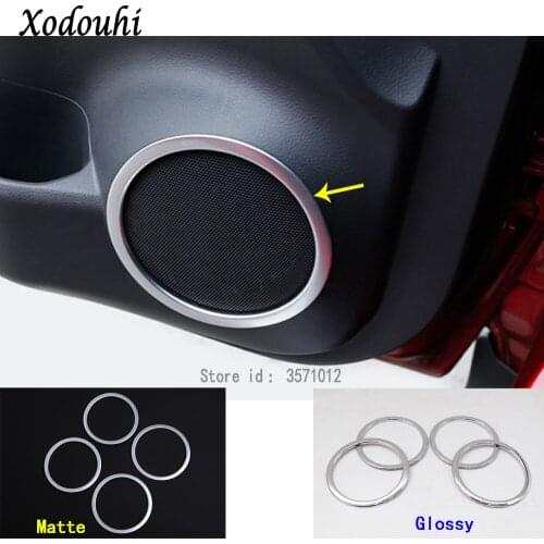 For Nissan X-Trail XTrail T32/Rogue 2014 2015 2016 Car Door Cover Stick ABS Chrome Audio Speak Sound Cover Ring Circle Lamp Trim
