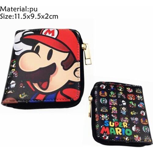 Game Super Mario Short Wallet Pu coin Boys Girls zipper Credit Card Holder Leather small Purse Women mini cosplay Handbag Cute