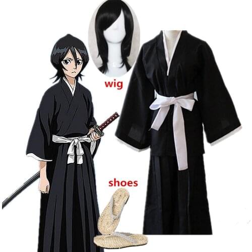 Cosplay bleach Kurosaki Ichigo Rukia Kuchiki anime japanese for adult women men party role play Japanese Traditional Kimono