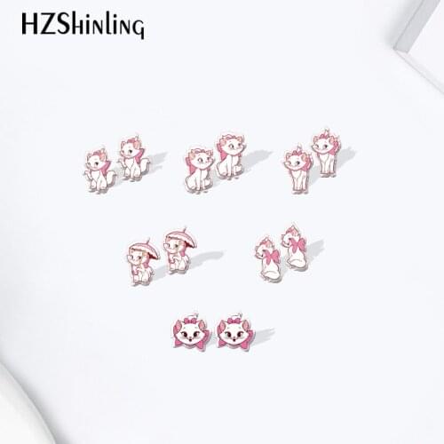 Cute Cartoon Marie cat Pattern Acrylic Stud Earrings Cartoon Resin Epoxy Jewelry for girls