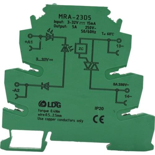 MRA-23D5 10pcs PLC Interface Solid State Relay Module 5A Input: 3V 5V 12V 24V DC AC SSR Voltage Relay Din Rail Control Board