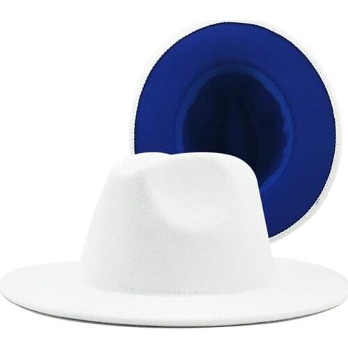 Men Fedora Hat Women Jazz Hats British style Winter and Autumn double-sided color matching jazz woolen hat new flat brim hat