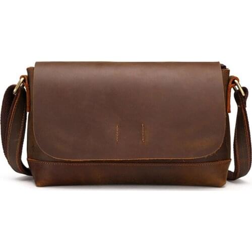 New Crazy Horse Cowhide Men High Quality Crossbody Cowhide Leather Business Casual famous brand Shoulder Leather Bag