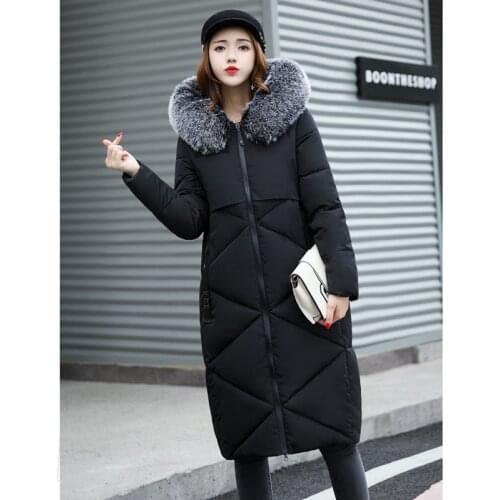 2017 NEW WOMEN WINTER JACKETS HOT SALE HOODED MEDIUM LENGTH THICKEN BIG FUR COLLAR WARM PARKAS FEMALE COAT COTTON PADDED ZL362