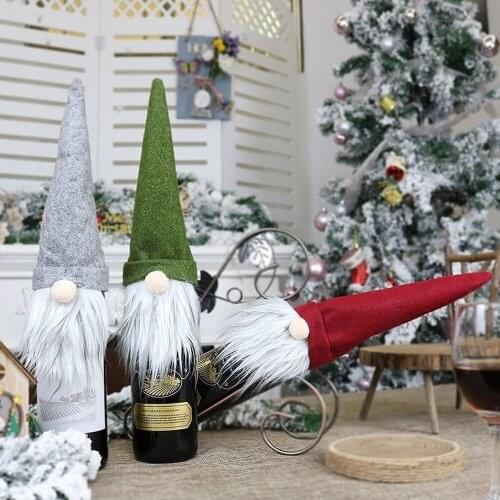 2020 New Christmas Decorations Faceless Old Man Doll Wine Bottle Cover Christmas Champagne Decoration Wine Bag Gift Bag
