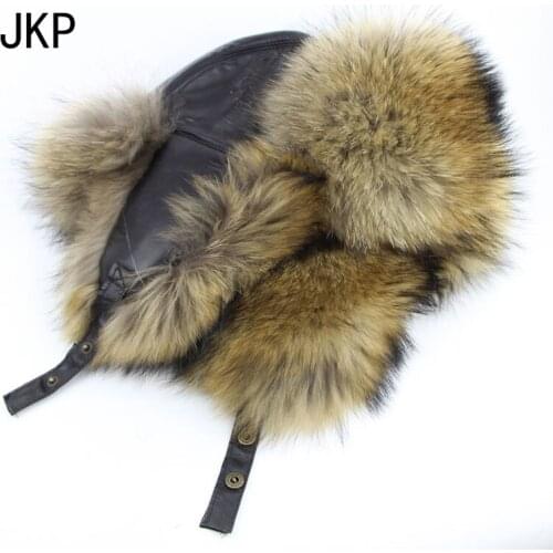 Winter new real silver fox fur hat genuine leather natural fox fur hat for men protect ear cap