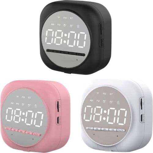 New Smart Bluetooth Speaker Mirror Dual Alarm Clock Radio LED Portable Wireless Subwoofer Home Theater Ribbon Tweeter