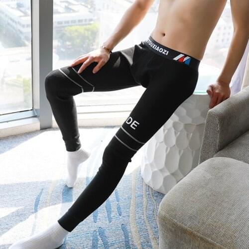 Slim warm pants mens winter thickened autumn pants mens cotton tight students wear leggings mens elastic flannel pantsT