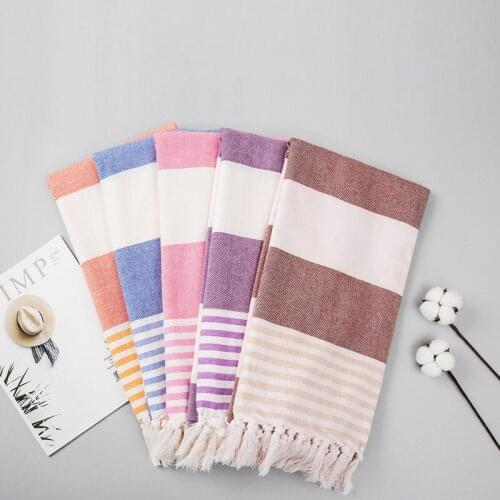 Drop Shipping 100*180cm Newest Cotton Large Turkish Bath Towel with Tassels Travel Camping Shawl Beach Blanket Scarf