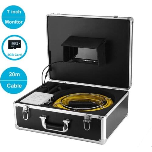 7'' TFT LCD Color Monitor Industry Endoscope 20M Reel Wall Sewer Snake Inspection Camera 23MM Camera Len With DVR